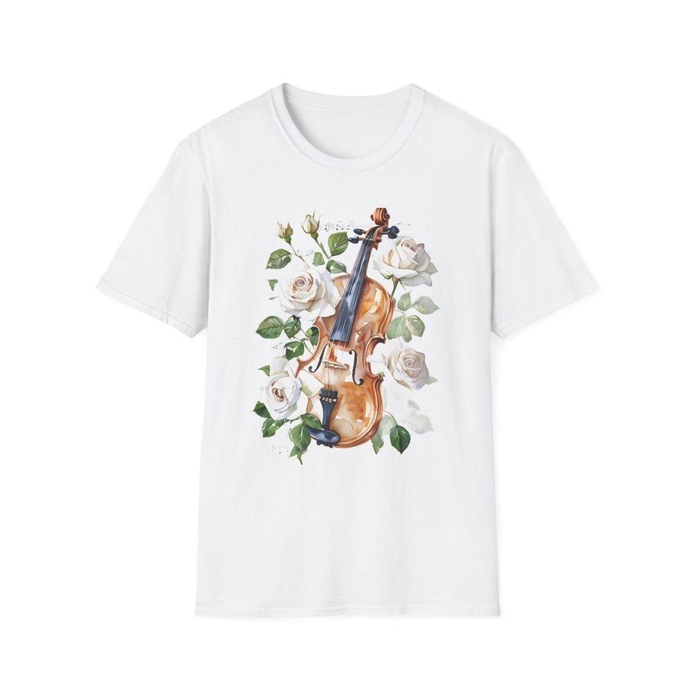 Musical Rose Violin Classical Music Fan Retro T-Shirt - Picture 1 of 4